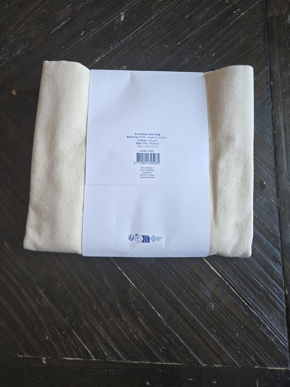 HAY Cream Canvas Shoulder Tote with Navy Straps - Picture 3 of 4